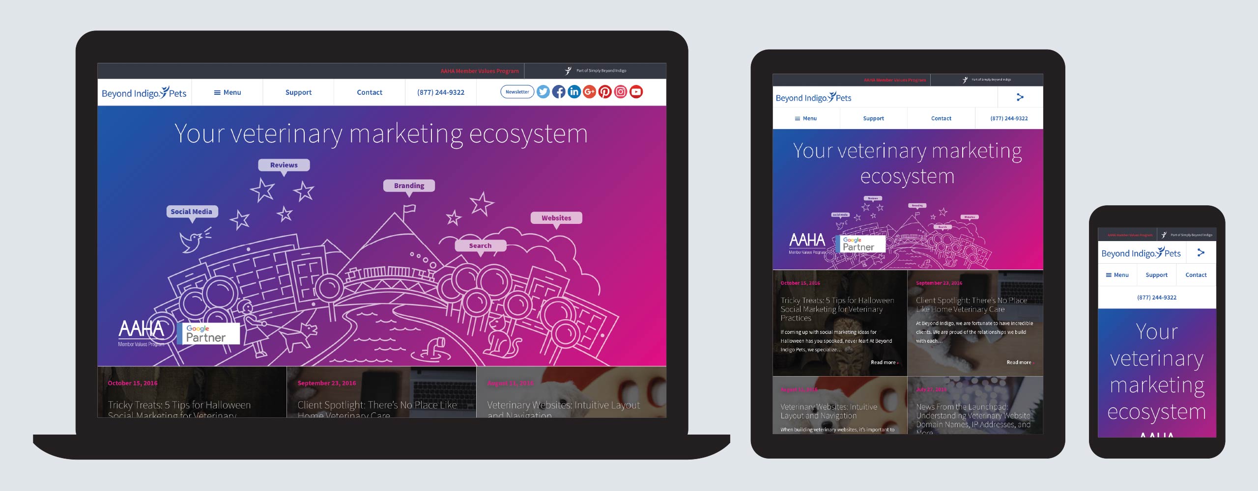Beyond Indigo Pets responsive home page