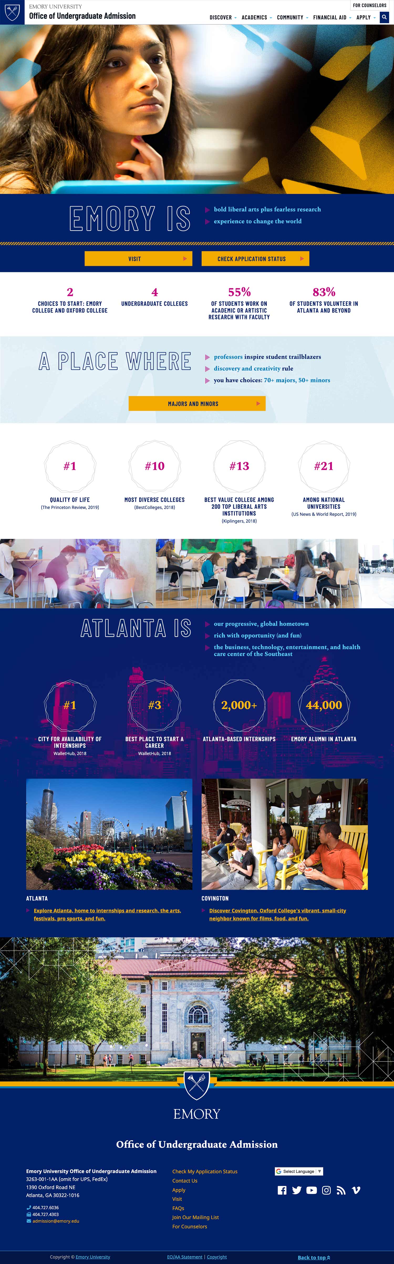 Full Emory Office of Undergraduate Admission home page